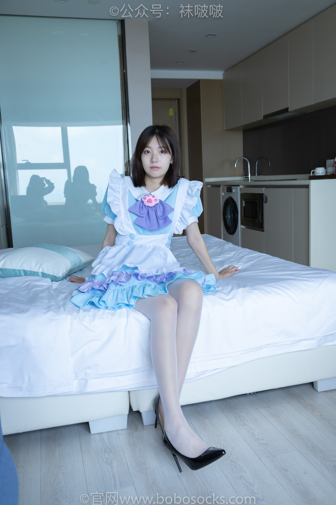 [BoBoSocks袜啵啵] 066期：小甜豆-女仆装、高跟鞋、薄白丝（脚尖加固款）花絮版