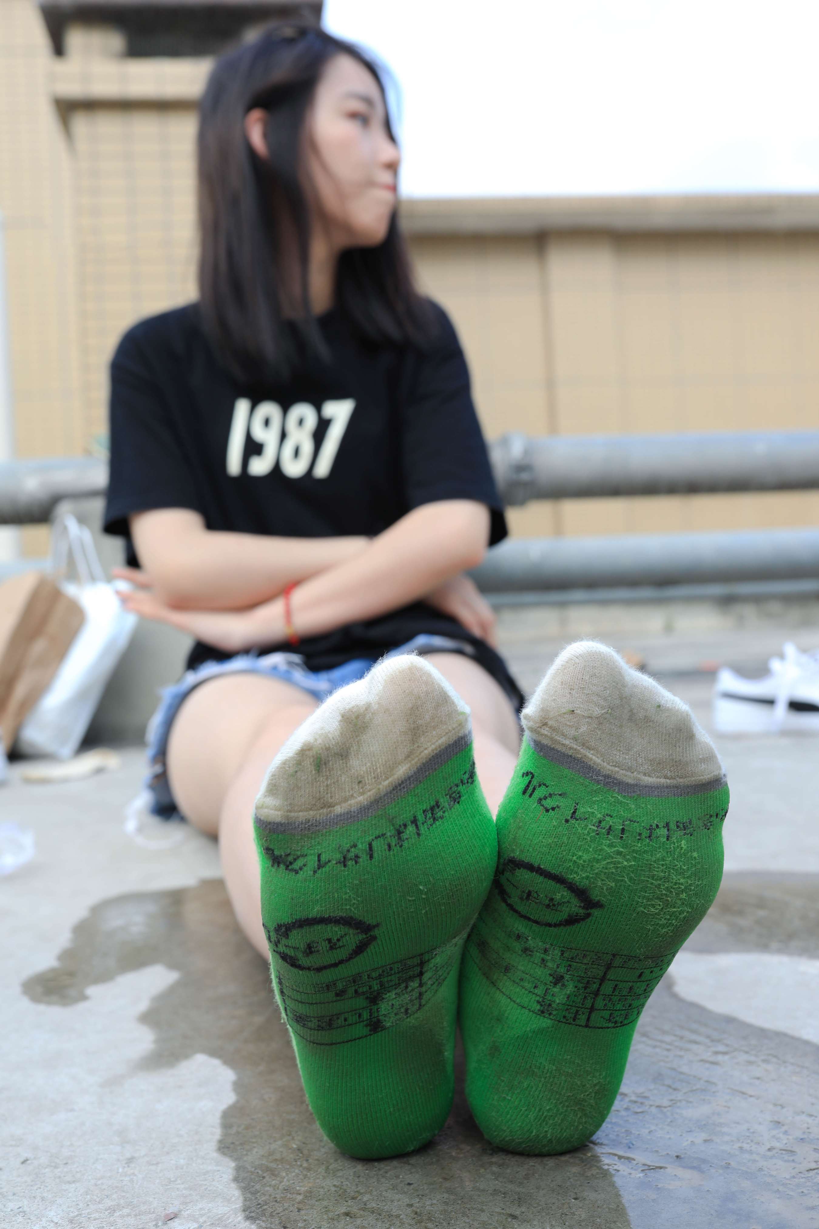 Carrie天台上展板鞋の棉袜