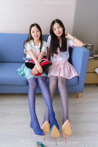 [BoBoSocks袜啵啵] 166期 小甜豆 稚予-板鞋、运动鞋、高跟鞋、白棉袜、蓝丝