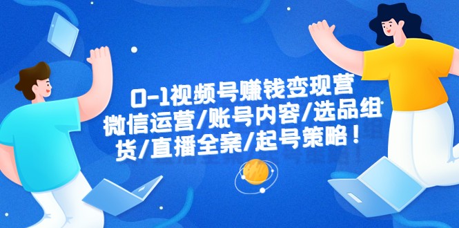 0-1视频号赚钱变现营：微信运营-账号内容-选品组货-直播全案-起号策略！